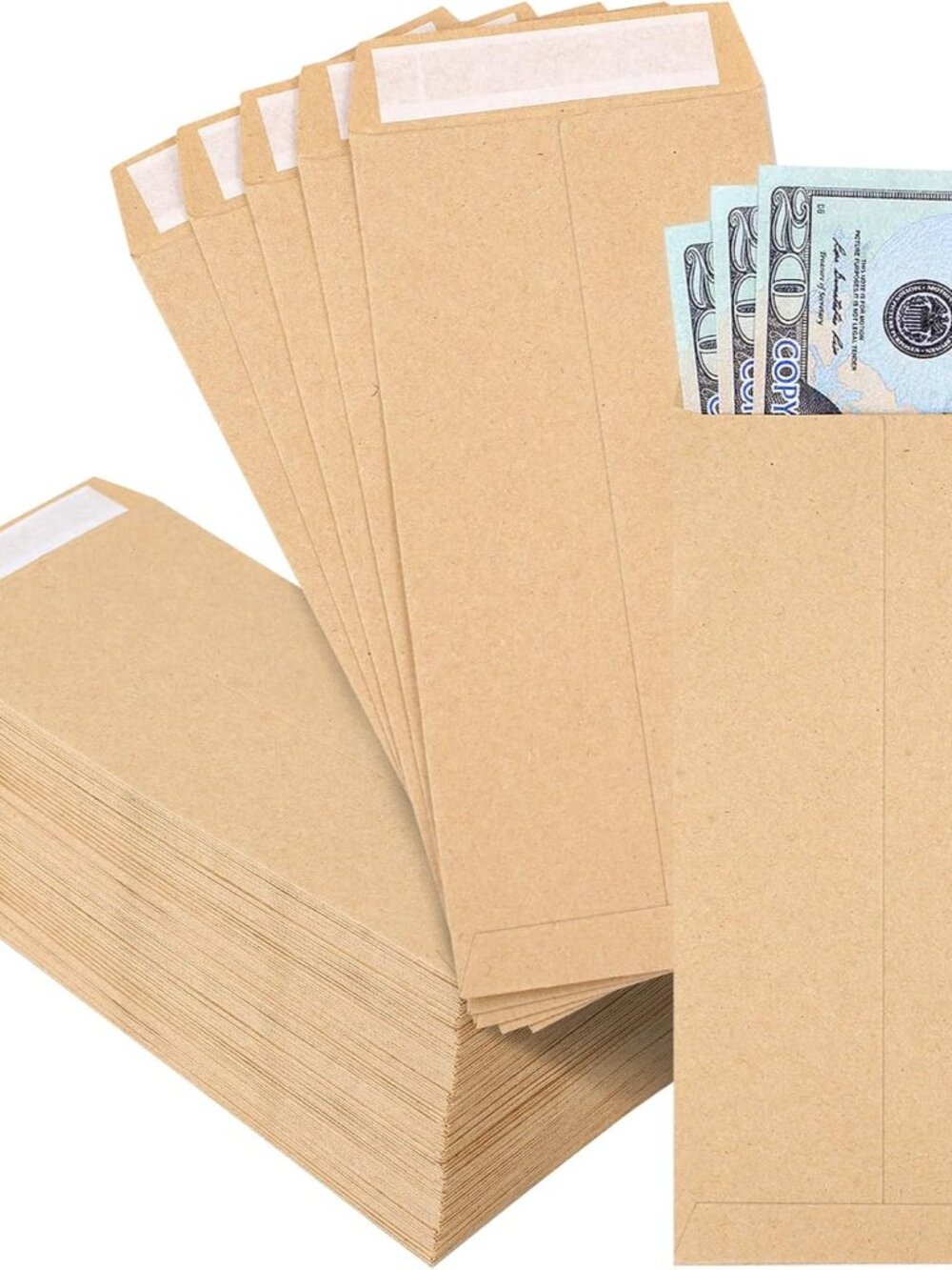 120 PCS Money Envelopes for Cash Kraft Paper, 6.5”x3.2” Small Cash Envelopes for